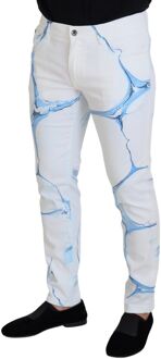 Dolce & Gabbana Geprinte Slimfit Jeans Wit - EU 48