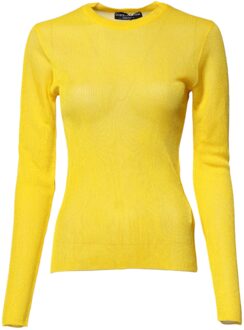 Dolce & Gabbana Geribbelde Gebreide Langsleeve Trui Goud - EU 40 / UK 12