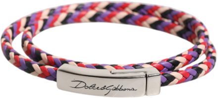 Dolce & Gabbana Gevlochten Lederen Armband met Magnetische Sluiting Paars - One Size