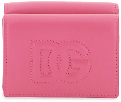 Dolce & Gabbana Gewatteerde DG Logo Leren Portemonnee Dolce & Gabbana , Pink , Dames - ONE Size