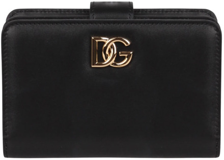 Dolce & Gabbana Gladleren portemonnee met gouden rits Dolce & Gabbana , Black , Dames - ONE Size