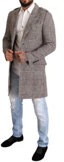 Dolce & Gabbana Glen Plaid Wollen Jas met Lange Mouwen - maat Grijs
