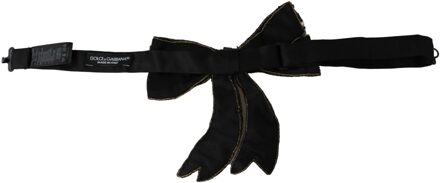 Dolce & Gabbana Gold Tone Silk Rhinestone verfraaide dames bowtie vrouwen Goud
