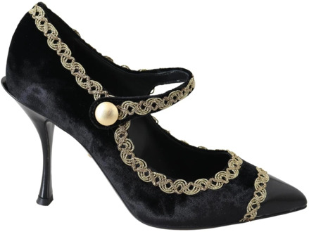 Dolce & Gabbana Gouden Geborduurde Mary Jane Pumps Dolce & Gabbana , Black , Dames - 35 EU