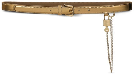 Dolce & Gabbana Gouden Ketting-Link Patentleren Riem Dolce & Gabbana , Beige , Dames - 70 CM
