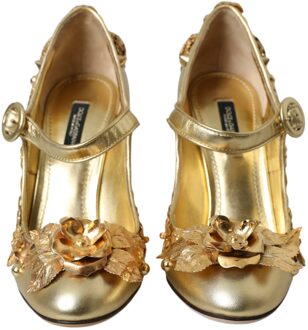Dolce & Gabbana Gouden Mary Jane Pumps Hoge Hakkenstijl - maat Beige