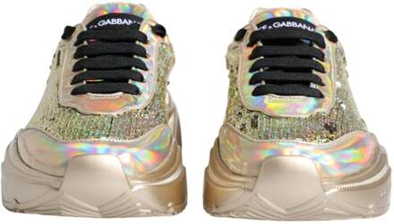 Dolce & Gabbana Gouden Pailletten Iriserende Daymaster Sneakers Schoenen - EU 42