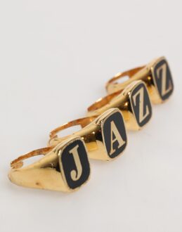 Dolce & Gabbana Gouden Tonen Messing JAZZ Letterset 4 Stuks Verstelbare Ring Zwart/goud - One Size