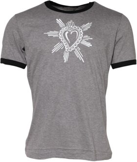 Dolce & Gabbana Grafische T-shirt Slim Fit Grijs - EU 46