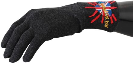 Dolce & Gabbana Gray #Dmen'sLondon Borduurde wollen herenhandschoenen Veelkleurig - One Size