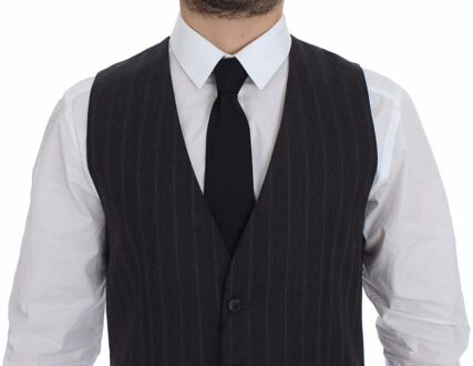 Dolce & Gabbana Grijs Gestreept Vest - maat EU 48 Donkergrijs