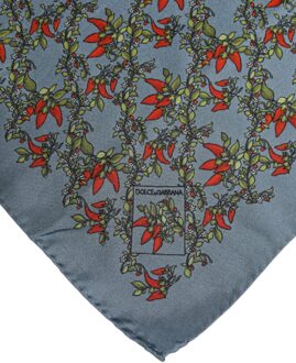 Dolce & Gabbana Grijze Chilis Zijden Vierkante Mannen Foulard Sjaal Grijs