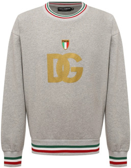 Dolce & Gabbana Grijze Katoenen Sweatshirt met Logodetail Dolce & Gabbana , Gray , Heren - M,S