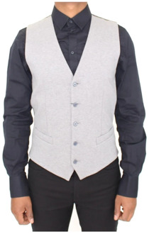 Dolce & Gabbana Grijze Stretch Jurk Vest Blazer Dolce & Gabbana , Gray , Heren - XS