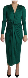 Dolce & Gabbana Groene Aansluitende Silhouet Midi Viscose Jurk Dolce & Gabbana , Green , Dames - Xs,3Xs