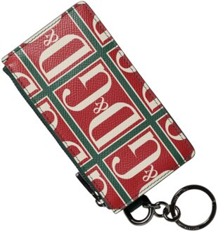 Dolce & Gabbana Groene Kalfsleer Logo Print Monogram Kaart Houder Portemonnee