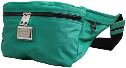 Dolce & Gabbana Groene Logo Plaque Nylon Heuptas Mannen Borse Tas - One Size