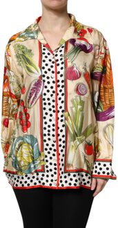 Dolce & Gabbana Groene Print Zijde Shirt Ivoor - EU 40 / UK 12