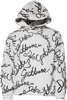 Dolce & Gabbana Handtekening Print Hoodie Wit - EU 44