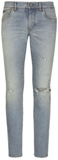 Dolce & Gabbana Heldere Blauwe Ripped Skinny Jeans Dolce & Gabbana , Blue , Heren - Xl,L,S,3Xl