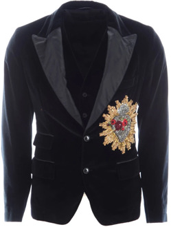 Dolce & Gabbana Heren Applicatie Blazer en Vest Dolce & Gabbana , Black , Heren - Xl,M,S