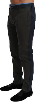 Dolce & Gabbana Heren Blauw Grijze Gestreepte Katoenen Broek - maat Veelkleurig