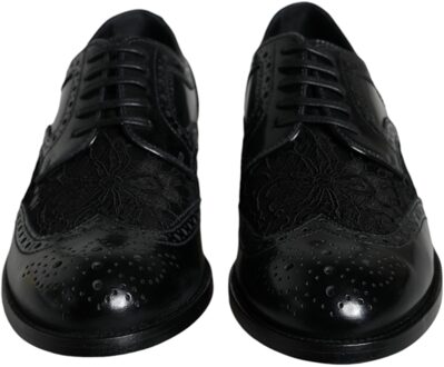 Dolce & Gabbana Heren Bloemen Brogue Wingtip Oxfords Zwart - EU 36