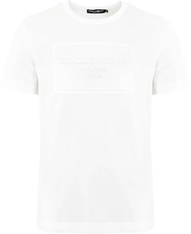 Dolce & Gabbana Heren Embossed Logo T-Shirt Wit Dolce & Gabbana , White , Heren - Xl,L,M,S
