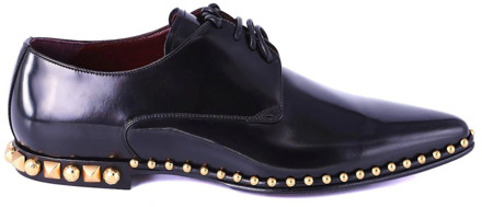 Dolce & Gabbana Heren Gouden Knoop Veterschoenen Dolce & Gabbana , Black , Heren - 40 EU