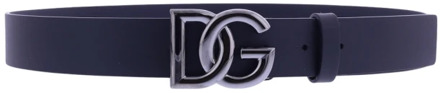 Dolce & Gabbana Heren Leren ceintuur DG Logo Zwart Dolce & Gabbana , Black , Heren - 100 Cm,95 Cm,105 CM