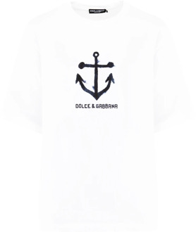 Dolce & Gabbana Heren Marina Logo T-Shirt Wit Dolce & Gabbana , White , Heren - L,M,S