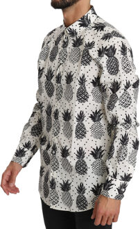 Dolce & Gabbana Heren Wit Ananas Katoenen Top Shirt - XS