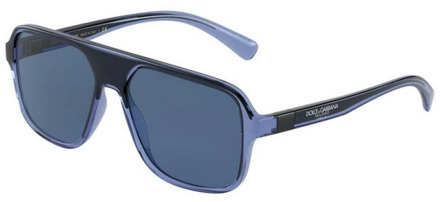 Dolce & Gabbana Heren zonnebril met transparant blauw-zwart montuur en donkerblauwe lenzen Dolce & Gabbana , Blue , Heren - 57 MM
