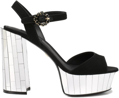 Dolce & Gabbana Hoge hak sandalen met enkelband Dolce & Gabbana , Black , Dames - 38 1/2 EU