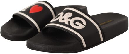 Dolce & Gabbana I Love Slides Heren Zwarte Slippers - EU 35