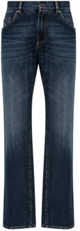 Dolce & Gabbana Indigo Blauwe Straight-Leg Jeans Dolce & Gabbana , Blue , Heren - XL
