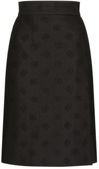 Dolce & Gabbana Jacquard Monogram Midi Rok Dolce & Gabbana , Black , Dames - XS