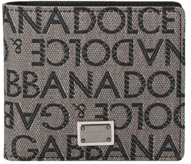 Dolce & Gabbana Jacquard Portemonnee Dolce & Gabbana , Gray , Heren - ONE Size