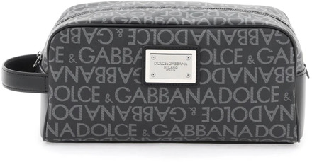 Dolce & Gabbana Jacquard Vanity Case met Metalen Plaat Dolce & Gabbana , Multicolor , Dames - ONE Size
