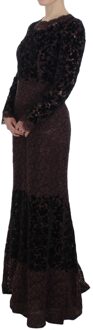 Dolce & Gabbana Kanten Fluwelen Lange Mouw Maxi Jurk Zwart - EU 40 / UK 12
