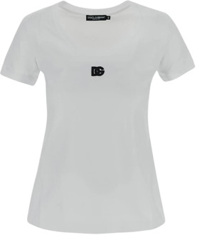 Dolce & Gabbana Katoenen Logo T-Shirt Dolce & Gabbana , White , Dames - M,S,Xs,2Xs