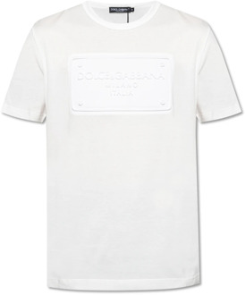 Dolce & Gabbana Katoenen T-shirt met logo Dolce & Gabbana , White , Heren - 2Xl,Xl,S