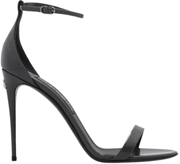 Dolce & Gabbana Keira glanzende sandalen met hak Dolce & Gabbana , Gray , Dames - 38 1/2 Eu,37 1/2 Eu,40 Eu,38 Eu,39 1/2 Eu,35 EU