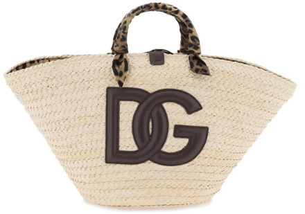 Dolce & Gabbana Kendra Tote Bag met Leo Print Handvatten Dolce & Gabbana , Beige , Dames - ONE Size