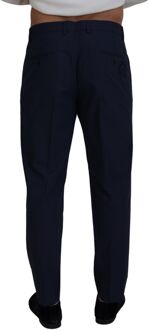 Dolce & Gabbana Klassiek Pasvorm Geplooide Broek Navy - EU 48