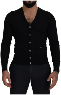 Dolce & Gabbana Klassieke Zwarte Wol Cardigan Sweater Dolce & Gabbana , Black , Heren - XS