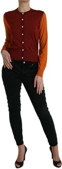 Dolce & Gabbana Kleurblok Gebreide Cardigan - maat EU 36 / UK 8 Rood