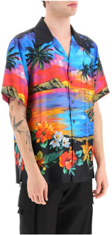 Dolce & Gabbana Korte mouwen zijden overhemd met Hawaii-print Dolce & Gabbana , Multicolor , Heren - Xl,L