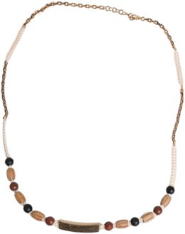 Dolce & Gabbana Kralenhoutketting met Metalen Ketting Bruin - One Size