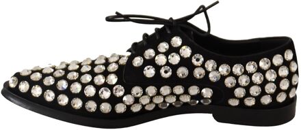 Dolce & Gabbana Kristal Suède Oxford Schoenen Zwart